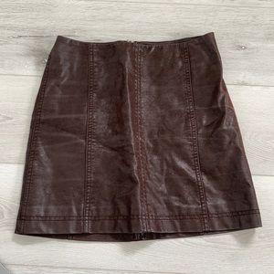 Brown Free People leather skirt